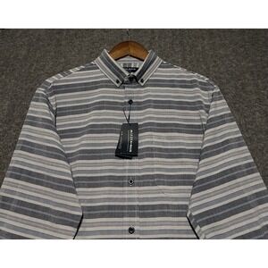 Mizzen + main city flannel shirt horizontal striped mens medium new long sleeve